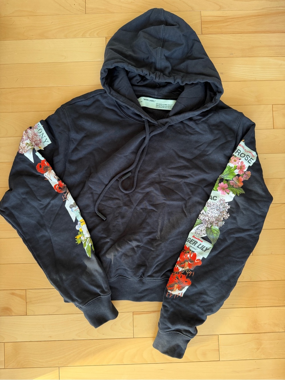 Off White c/o Virgil Abloh Flower Shop hoodie in Black size XS - Picture 3 of 7